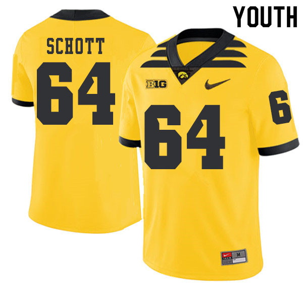 2019 Youth #64 Kyler Schott Iowa Hawkeyes College Football Alternate Jerseys Sale-Gold